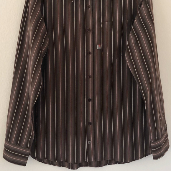 EZEKIEL LS BUTTON UP SHIRT SIZE LARGE BROWN STRIPE - Picture 2 of 8